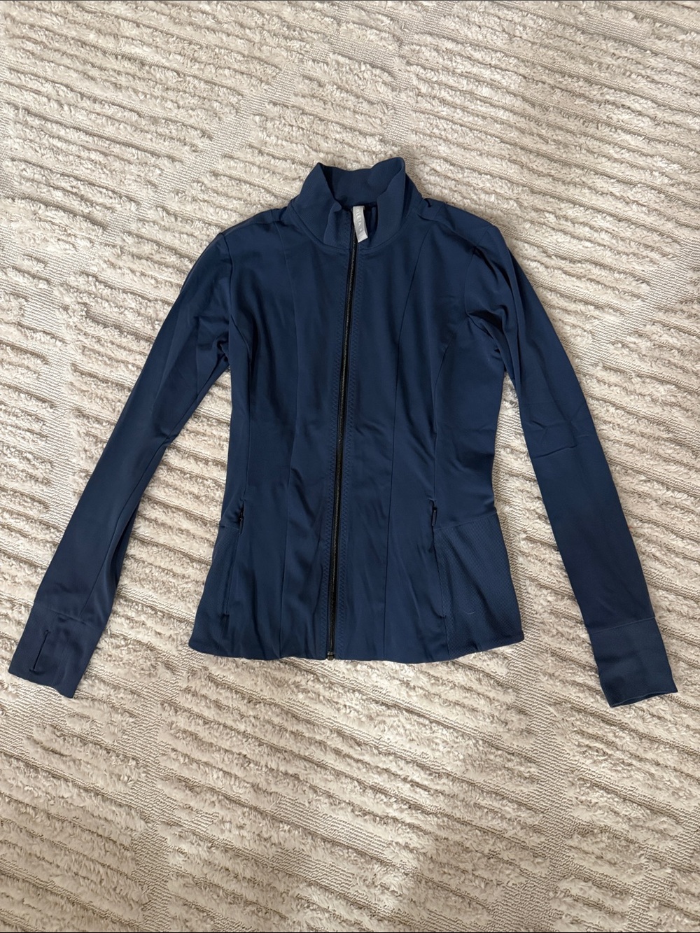 Athleta Navy Slim Zip-Front Bomber Jacket